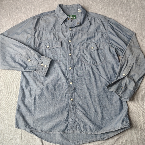 Schnees Men's Pearl Snap Denim Shirt Size Medium Blue Crenshaw Montana Western - Picture 1 of 12